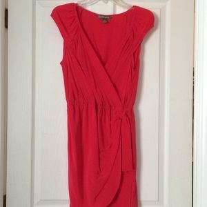 Coral color wrap dress